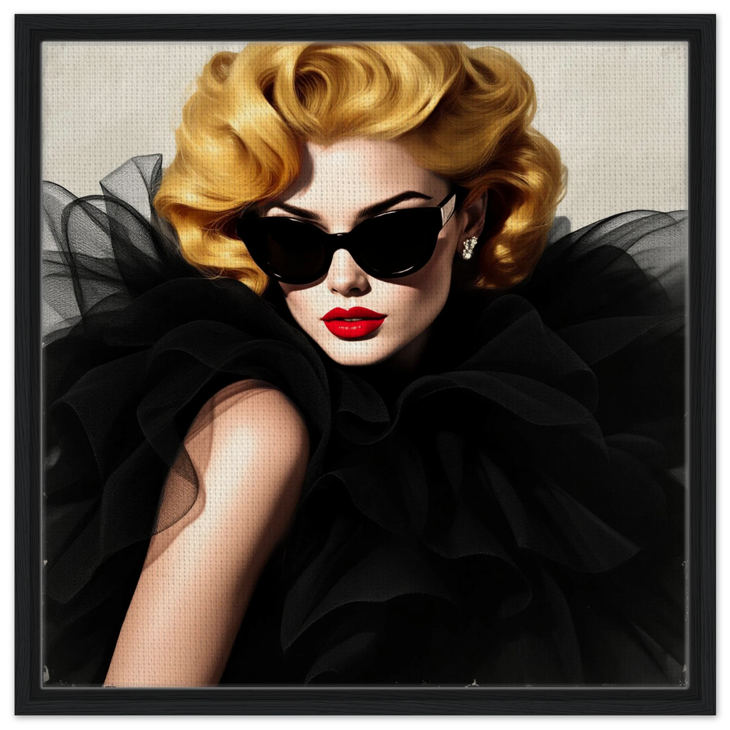 Paris Avant-Garde Retro Fashion Model Art Print 60x60 cm 24x24″ Framed Canvas