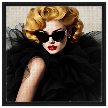 Paris Avant-Garde Retro Fashion Model Art Print 60x60 cm 24x24″ Framed Canvas
