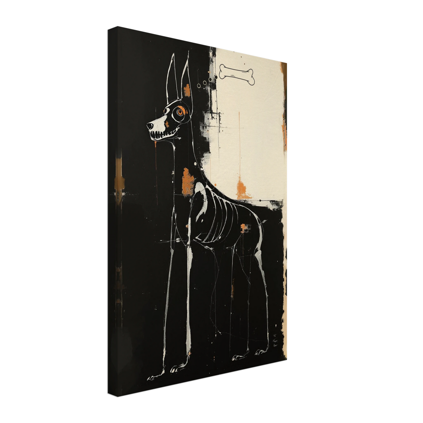 X-ray Skeleton Dog Abstract Art Poster Print 40x60 cm 16x24″ Gallery Wrapped Canvas No Frame