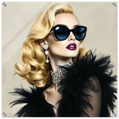 Blonde Bombshell Fashion Model Art Print 60x60 cm 24x24″ Sleek Acrylic Print