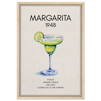 Margarita Cocktail Bar Art Print Light Wood Frame 40x60 cm 16x24″ Framed Canvas