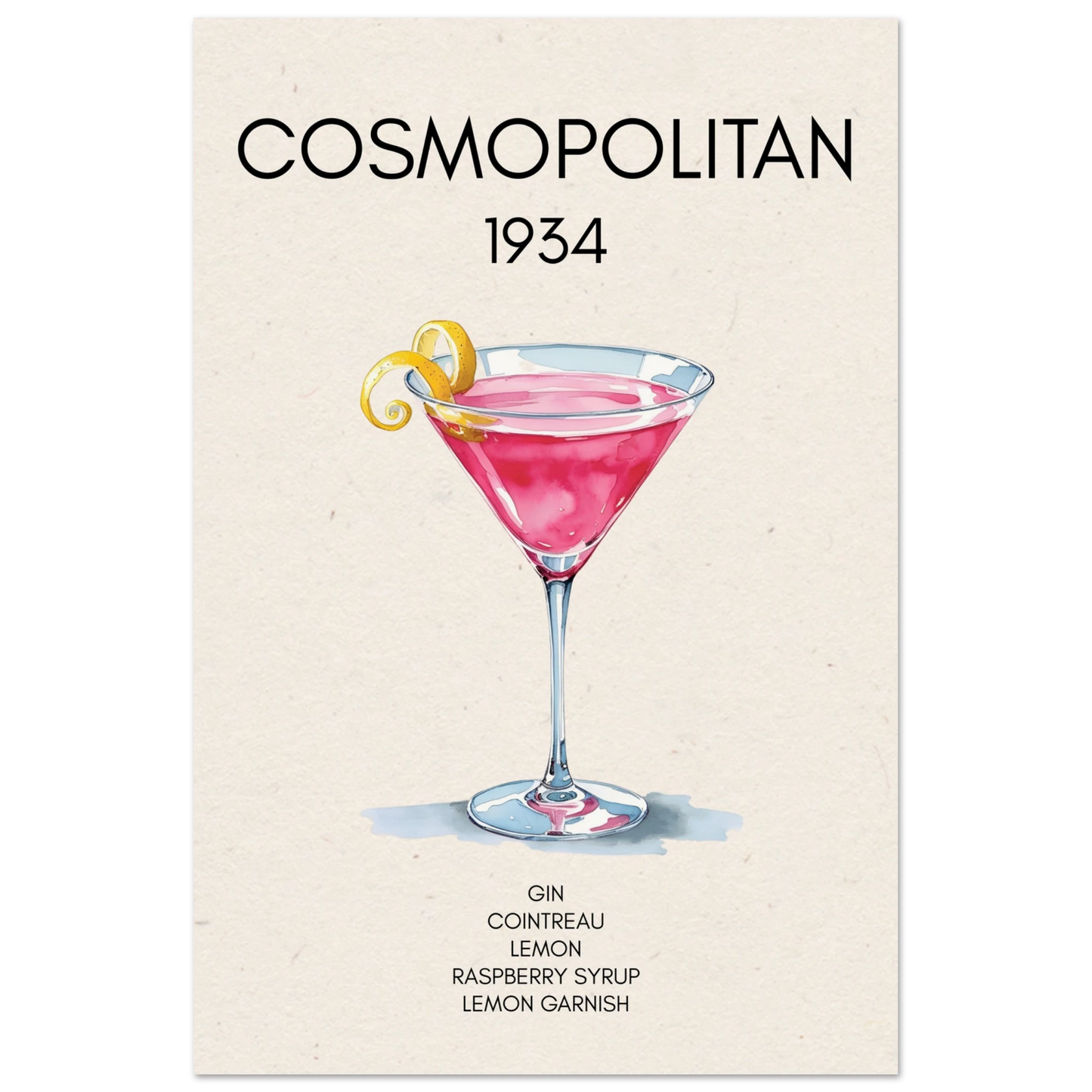 Cosmopolitan Cocktail Bar Poster Print No Frame 60x90 cm 24x36″ Museum-Quality Matte Paper Poster