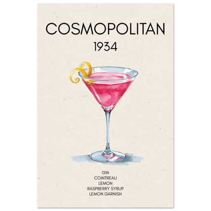 Cosmopolitan Cocktail Bar Art Print No Frame 60x90 cm 24x36″ Museum-Quality Matte Paper Poster