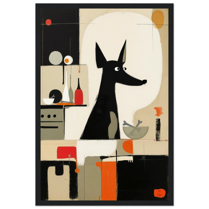 Modern Quirky Dog Lover Art Print Black Wood Frame 30x45 cm 12x18″ Museum-Quality Matte Paper Wooden Framed Poster