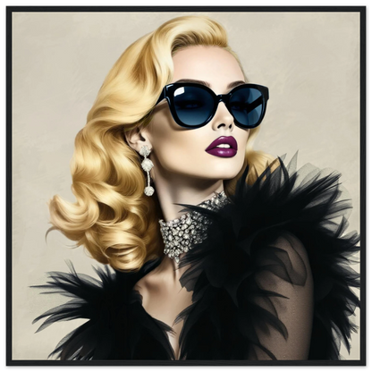 Blonde Bombshell Fashion Model Art Print 70x70 cm 28x28″ Premium Matte Paper Wooden Framed Poster