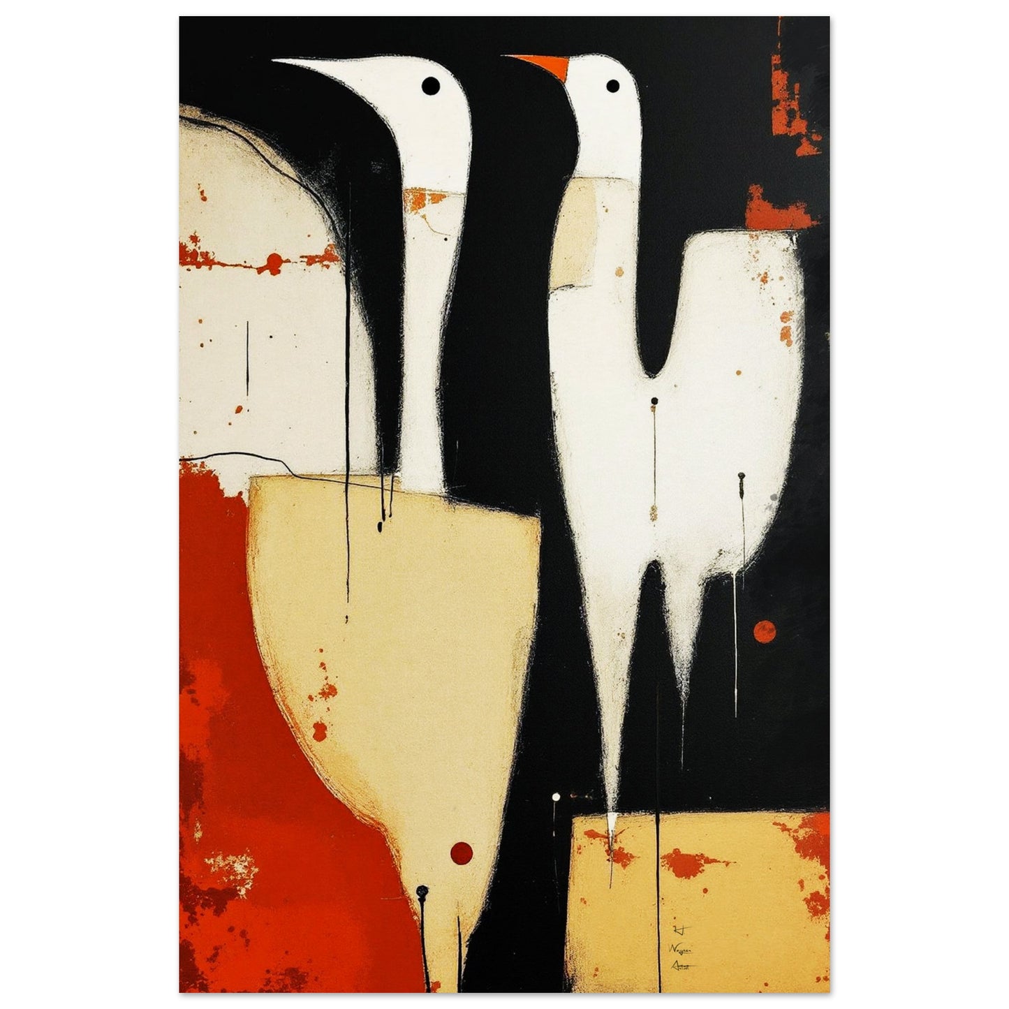 Abstract Neutral Goose Bird Art Print 30x45 cm 12x18″ Museum-Quality Matte Paper Poster -