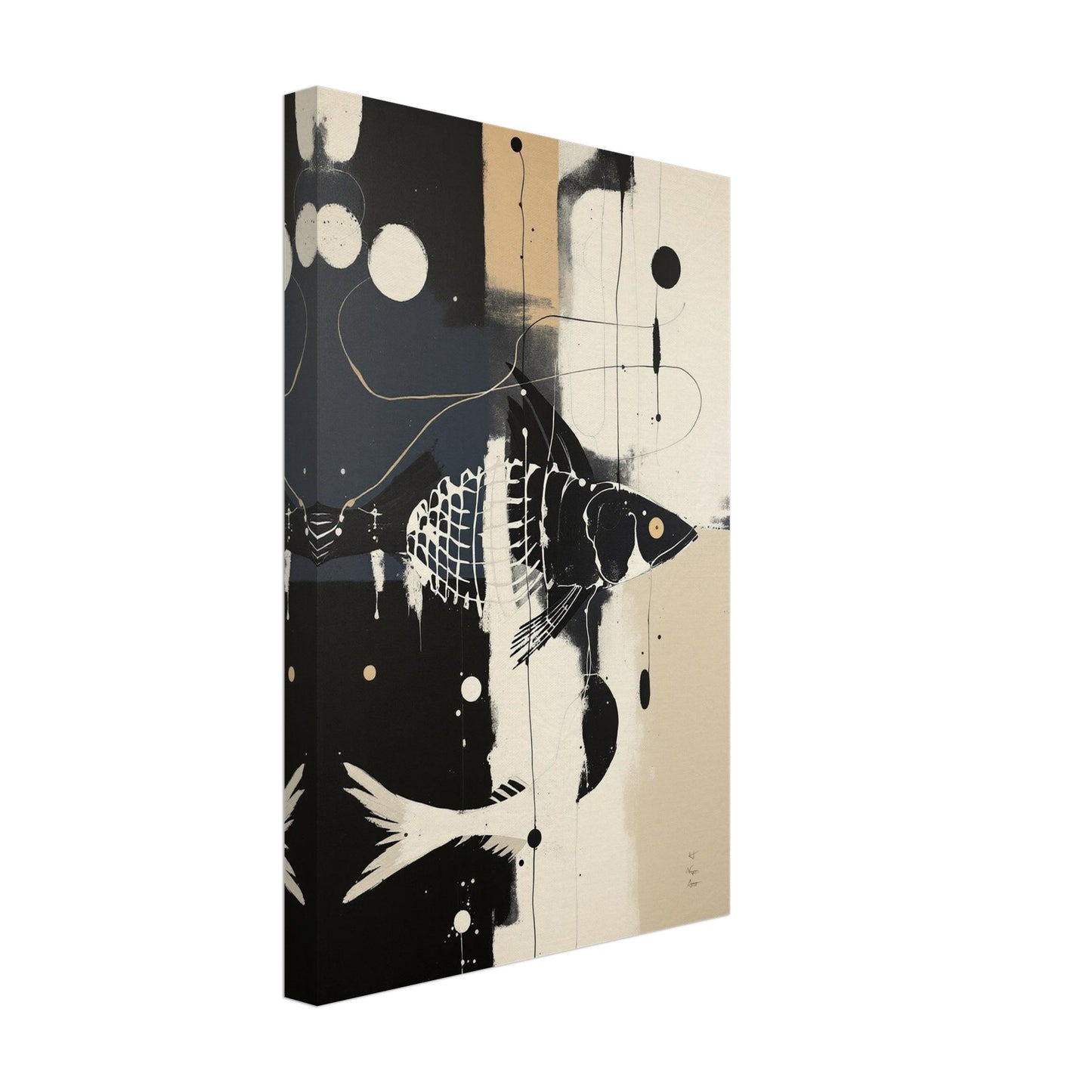 Abstract Fish Art Poster Print – Framed Modern Neutral Wall Décor No Frame 30x45 cm 12x18″ Gallery Wrapped Canvas