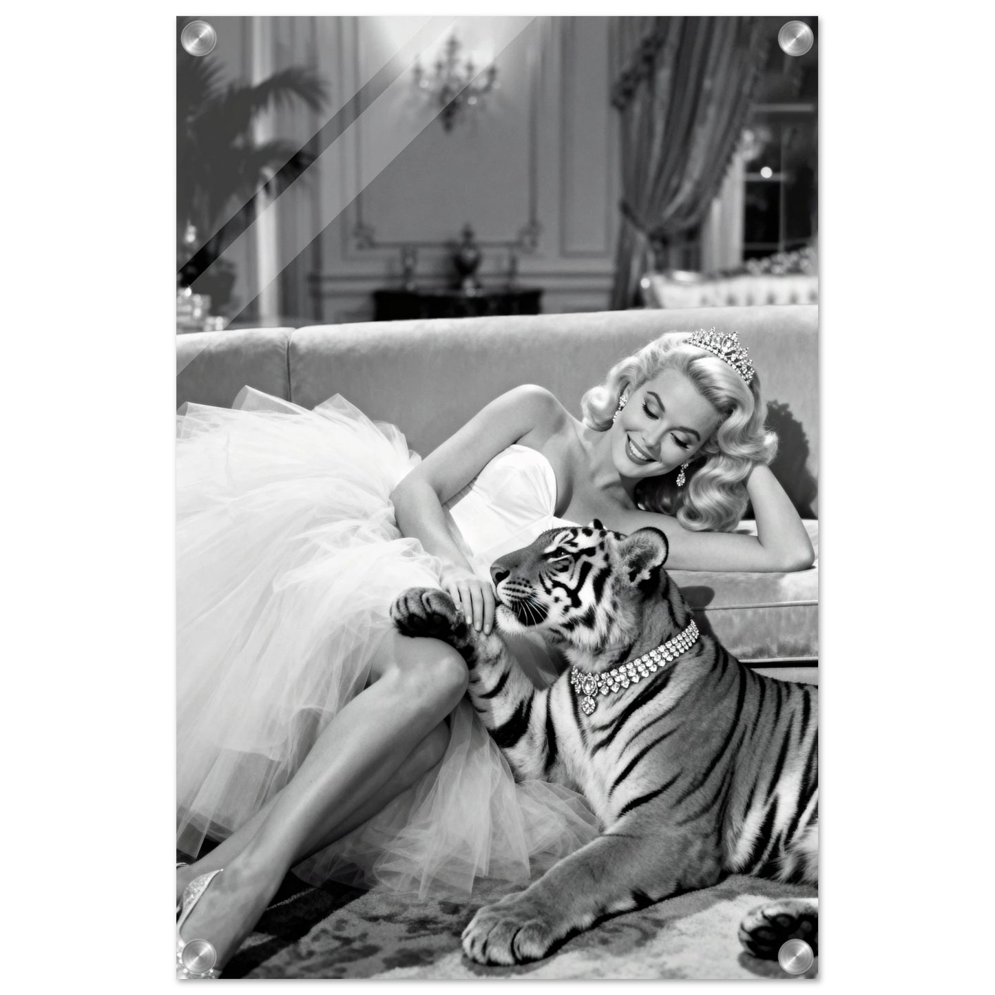 Vintage Hollywood Starlet Tiger Art Print 40x60 cm 16x24″ Sleek Acrylic Print