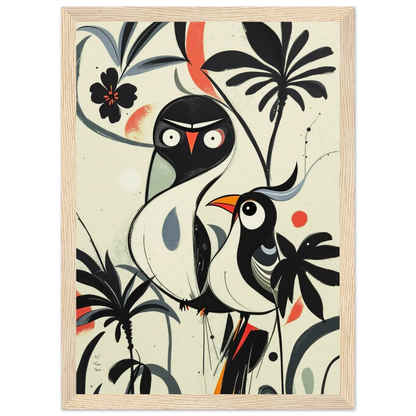 Abstract Bird Modern Tropical Art Print Light Wood Frame 21x29.7 cm 8x12" Museum-Quality Matte Wooden Framed Poster