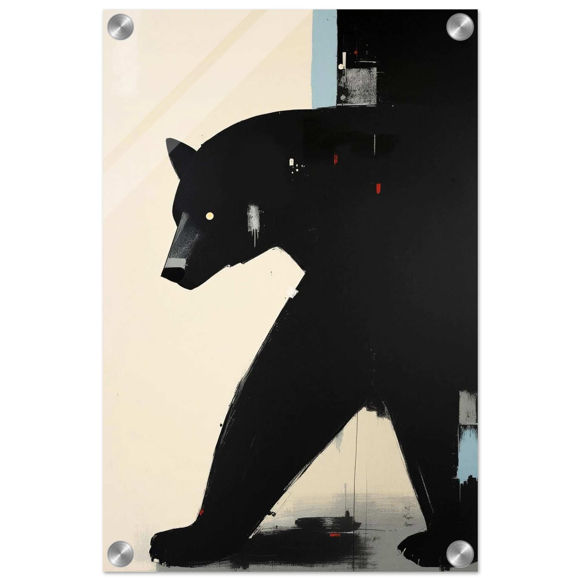 Minimalist Abstract Black Bear Art Poster Print No Frame 30x45 cm 12x18″ Sleek Acrylic Print