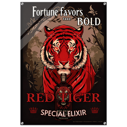 Tiger Cocktail Bar Art Poster Print 70x100 cm 28x40″ Sleek Acrylic Print No Frame