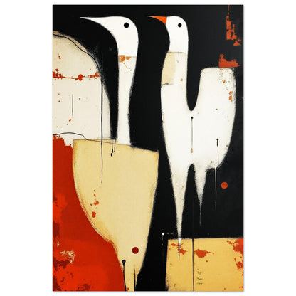 Abstract Neutral Goose Bird Art Print 40x60 cm 16x24″ Museum-Quality Wooden Framed Poster Black frame