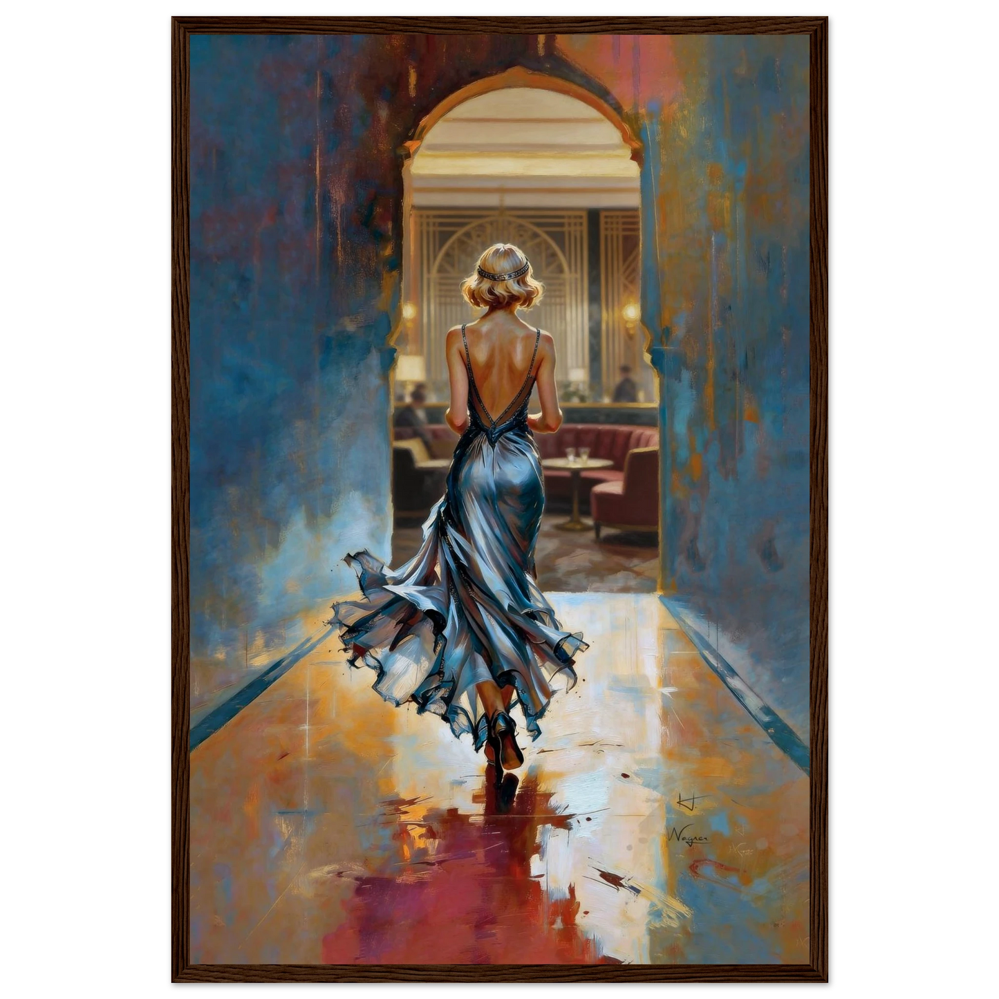 1920s Speakeasy Gatsby Flapper Art Deco Print 40x60 cm 16x24″ Museum-Quality Matte Framed Poster Black Wood Frame