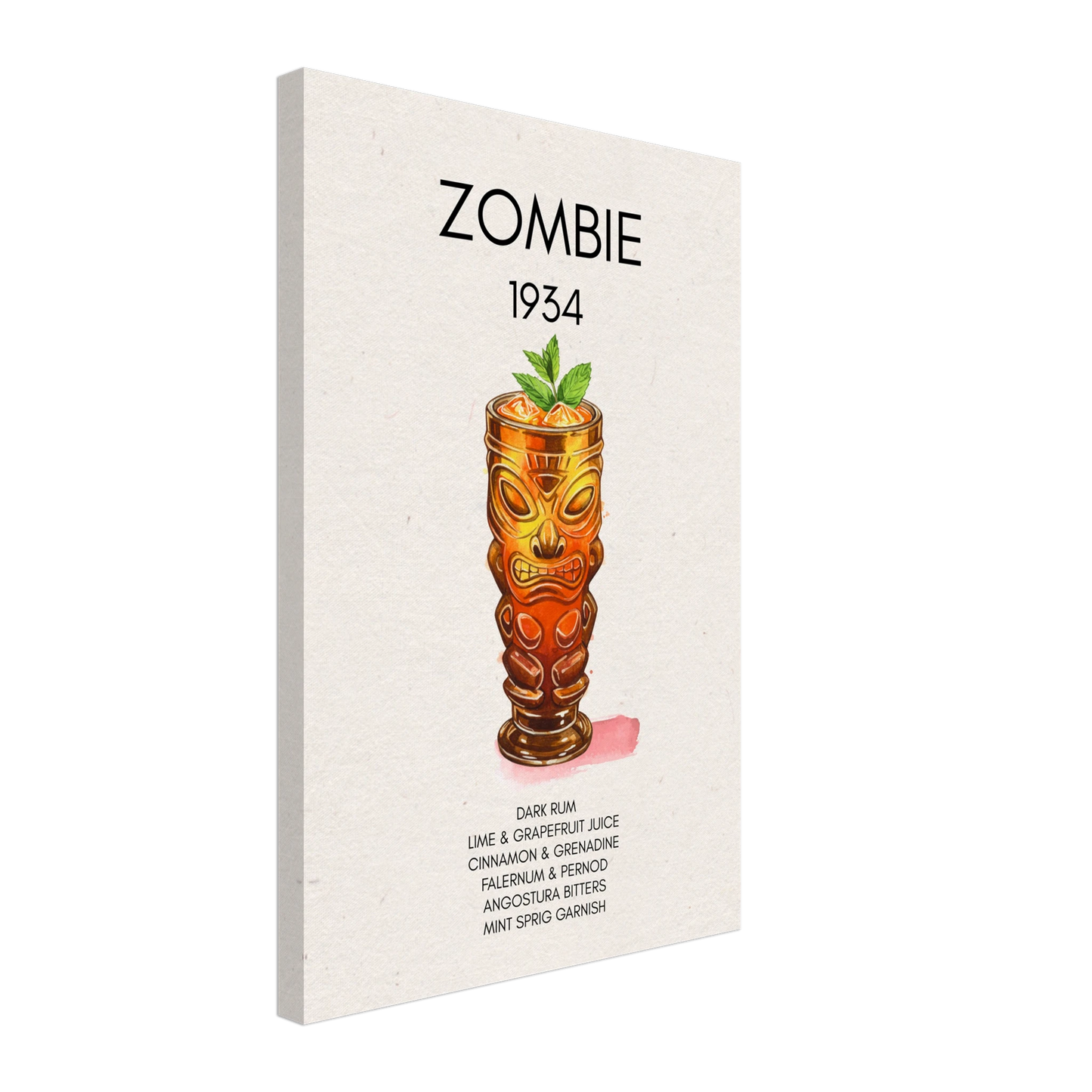 Zombie Tiki Cocktail Bar Poster Print No Frame 40x60 cm 16x24″ Gallery Wrapped Canvas