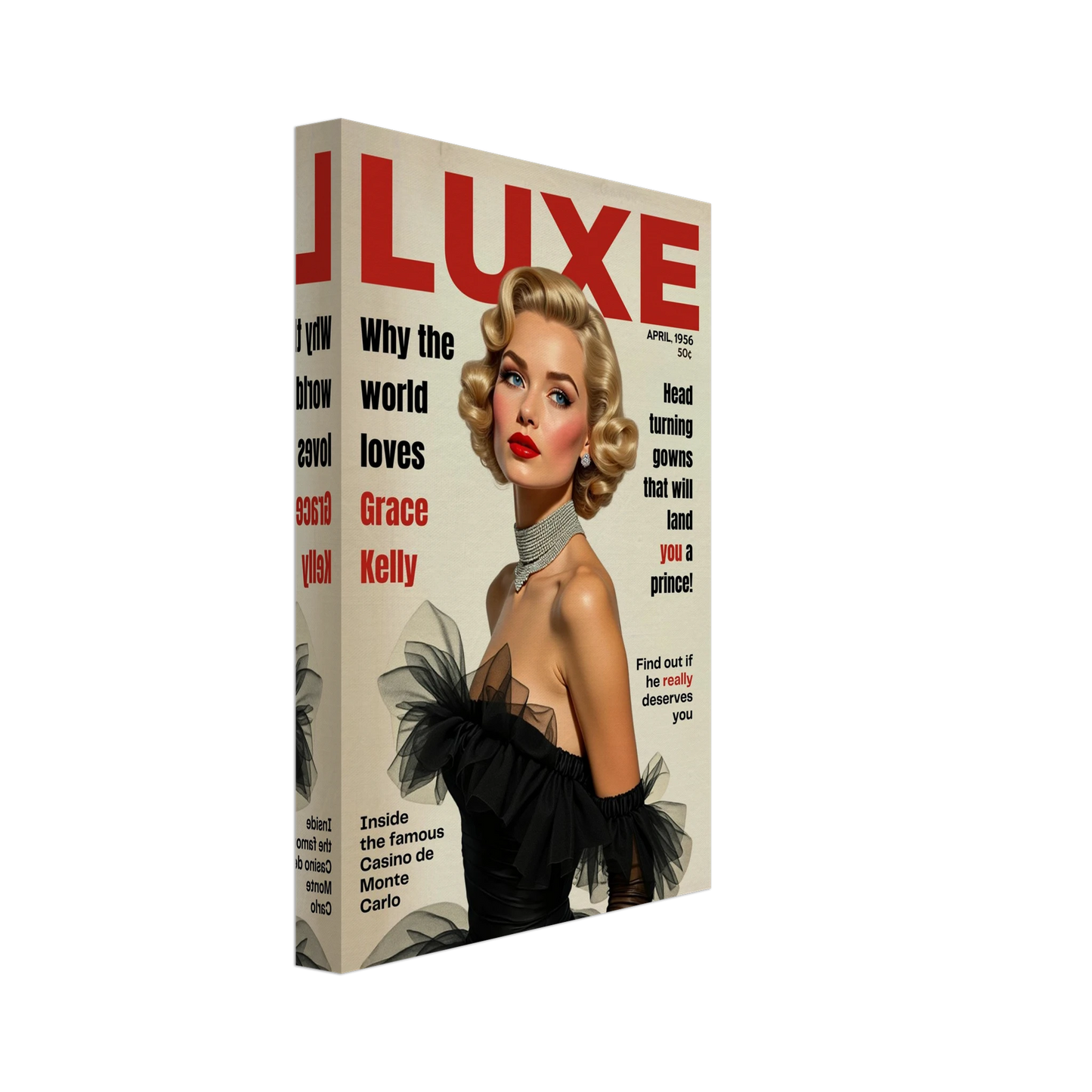 Grace Kelly Hollywood Glam Magazine Art Print No Frame 20x30 cm 8x12″ Gallery Wrapped Canvas