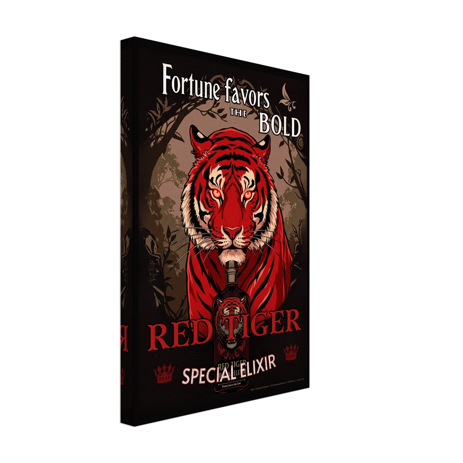 Tiger Cocktail Bar Art Poster Print 60x90 cm 24x36″ Classic Matte Framed Poster Light Wood Frame