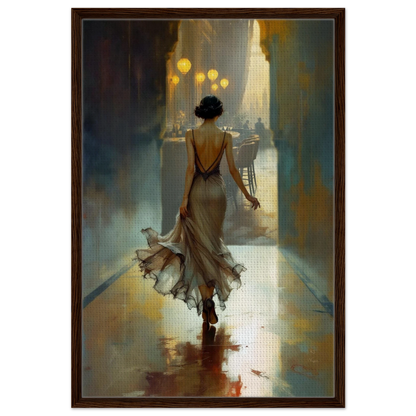 1920s Speakeasy Art Deco Flapper Print 60x90 cm 24x36″ Framed Canvas Dark Brown Wood Frame