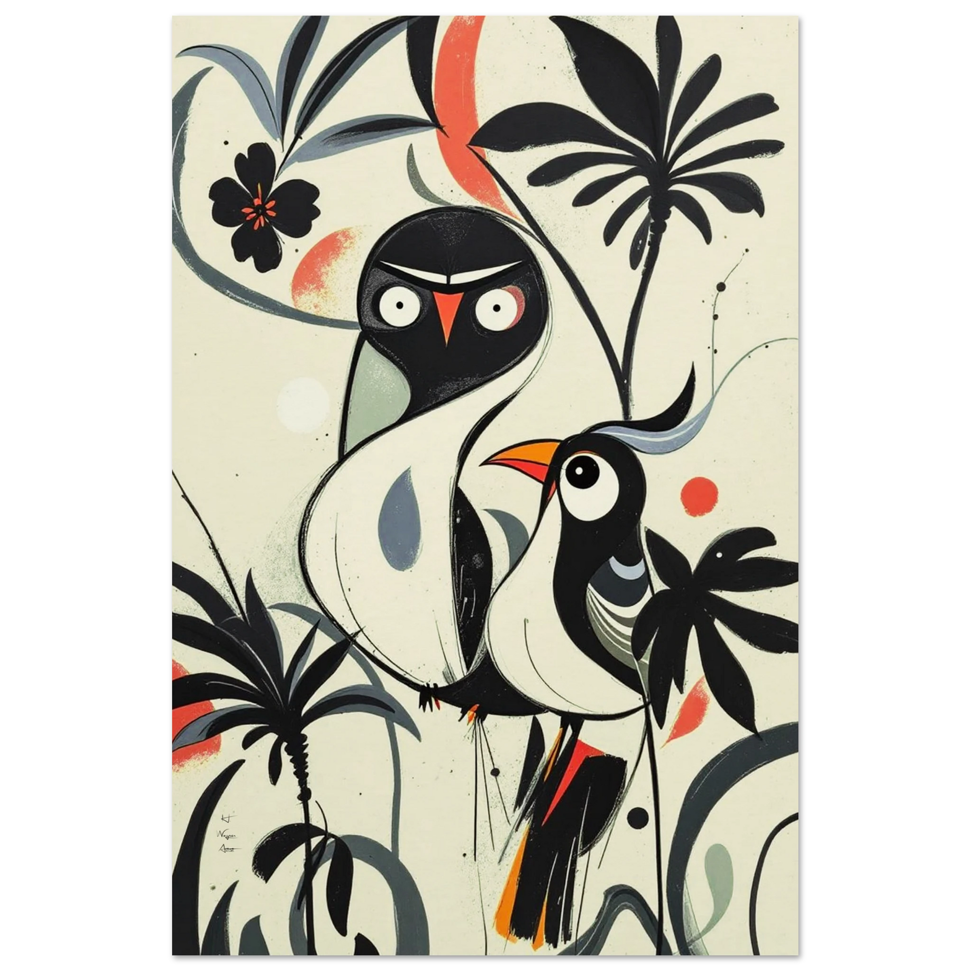 Abstract Bird Modern Tropical Art Print No Frame 40x60 cm 16x24″ Museum-Quality Matte Paper Poster