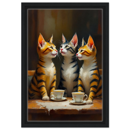 Tabby Cat Vintage Kitchen Art Print 30x45 cm 12x18″ Framed Canvas Black Wood Frame