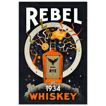 Rebel Whiskey Cocktail Bar Poster Print No Frame 60x90 cm 24x36″ Classic Matte Paper Poster
