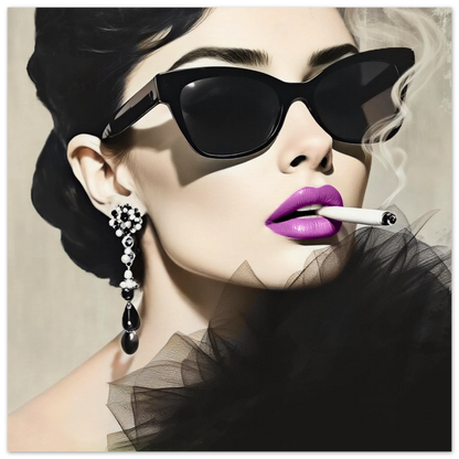 Smoking Girl Retro Fashion Model Art Print 40x40 cm 16x16″ Museum-Quality Matte Paper Poster