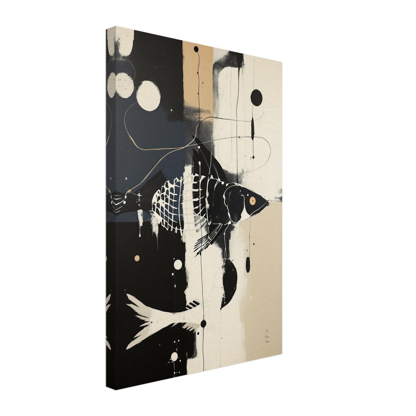 Abstract Fish Art Poster Print – Framed Modern Neutral Wall Décor No Frame 40x60 cm 16x24″ Gallery Wrapped Canvas