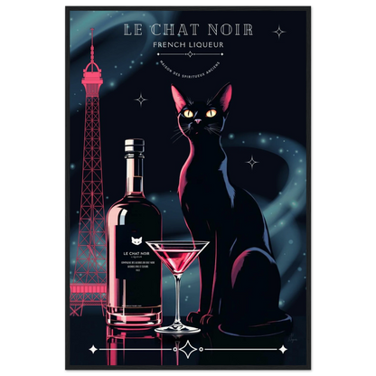 Art Deco Le Chat Noir French Black Cat Art Print 60x90 cm 24x36″ Museum-Quality Matte Paper Wooden Framed Poster Black frame