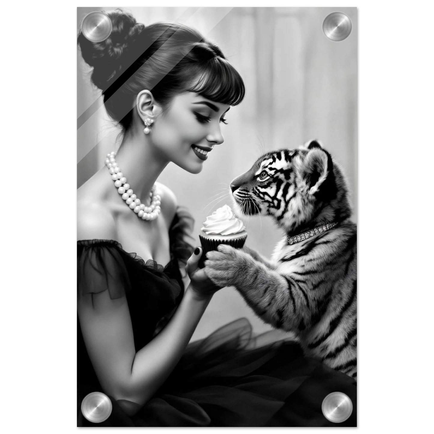 Audrey Hepburn Tiger Cub Art Print No Frame 20x30 cm 8x12″ Sleek Acrylic Print