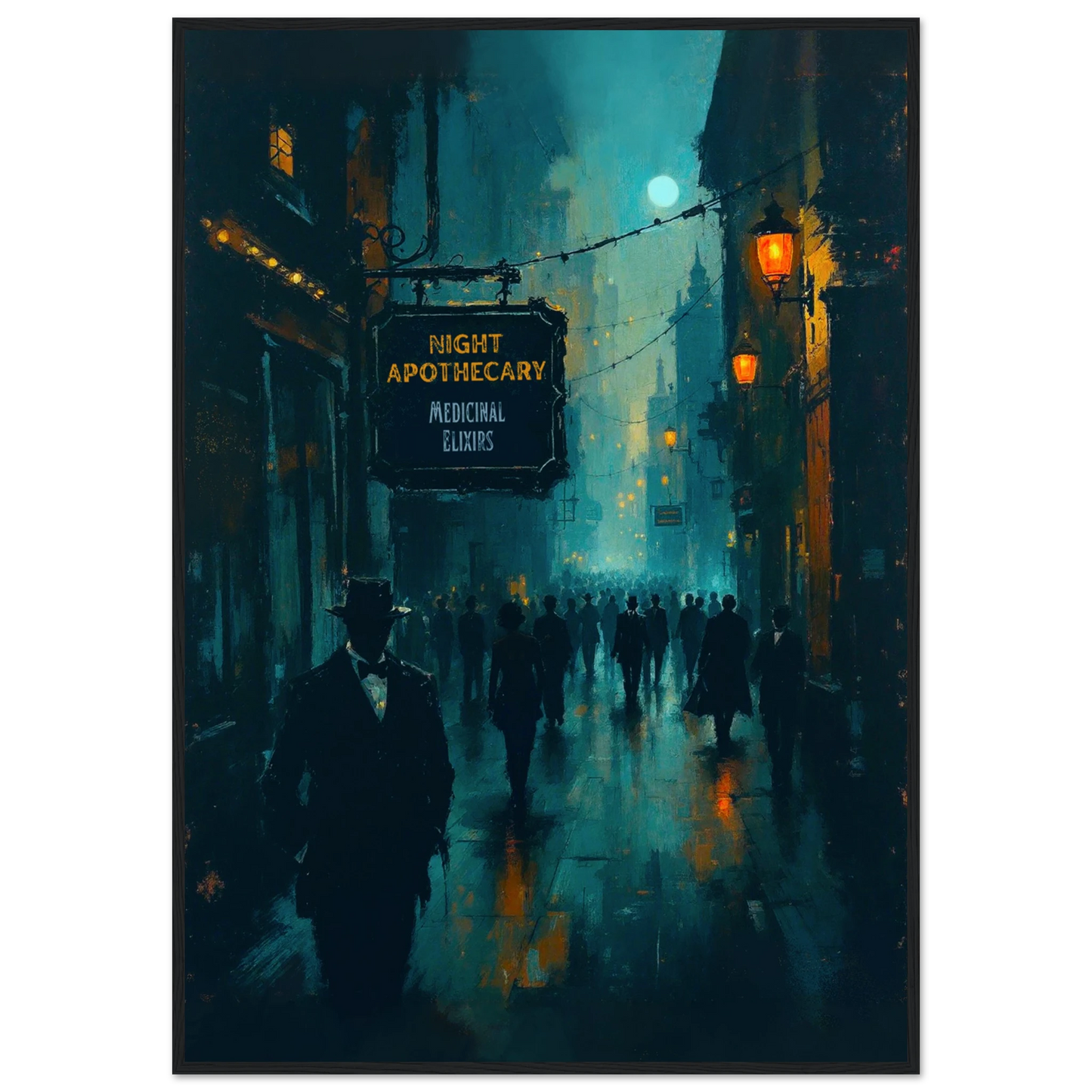 Prohibition Speakeasy Moody Nightlife Art Print Black Wood Frame 70x100 cm 28x40″ Classic Matte Framed Poster