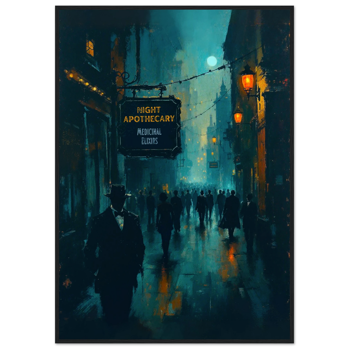 Prohibition Speakeasy Moody Nightlife Art Print 70x100 cm 28x40″ Classic Matte Paper Wooden Framed Poster Black Wood Frame