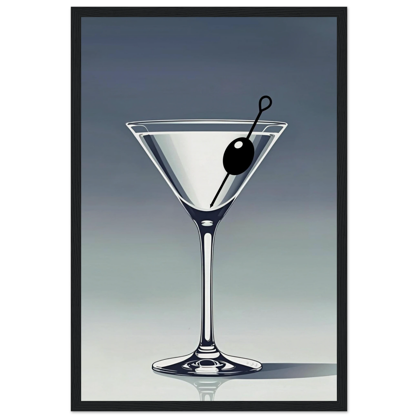 Retro Martini Cocktail Bar Art Print 30x45 cm 12x18″ Museum-Quality Matte Paper Wooden Framed Poster Black Wood Frame