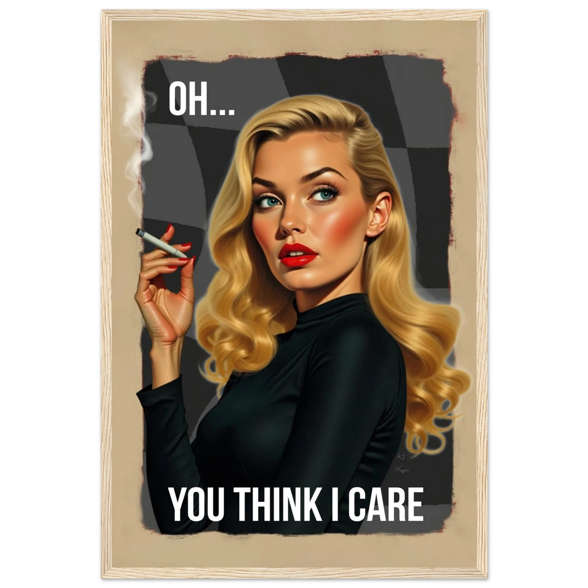 Retro Blonde Bombshell 1960s Funny Quote Art Print Light Wood Frame 40x60 cm 16x24″ Premium Matte Paper Wooden Framed Poster