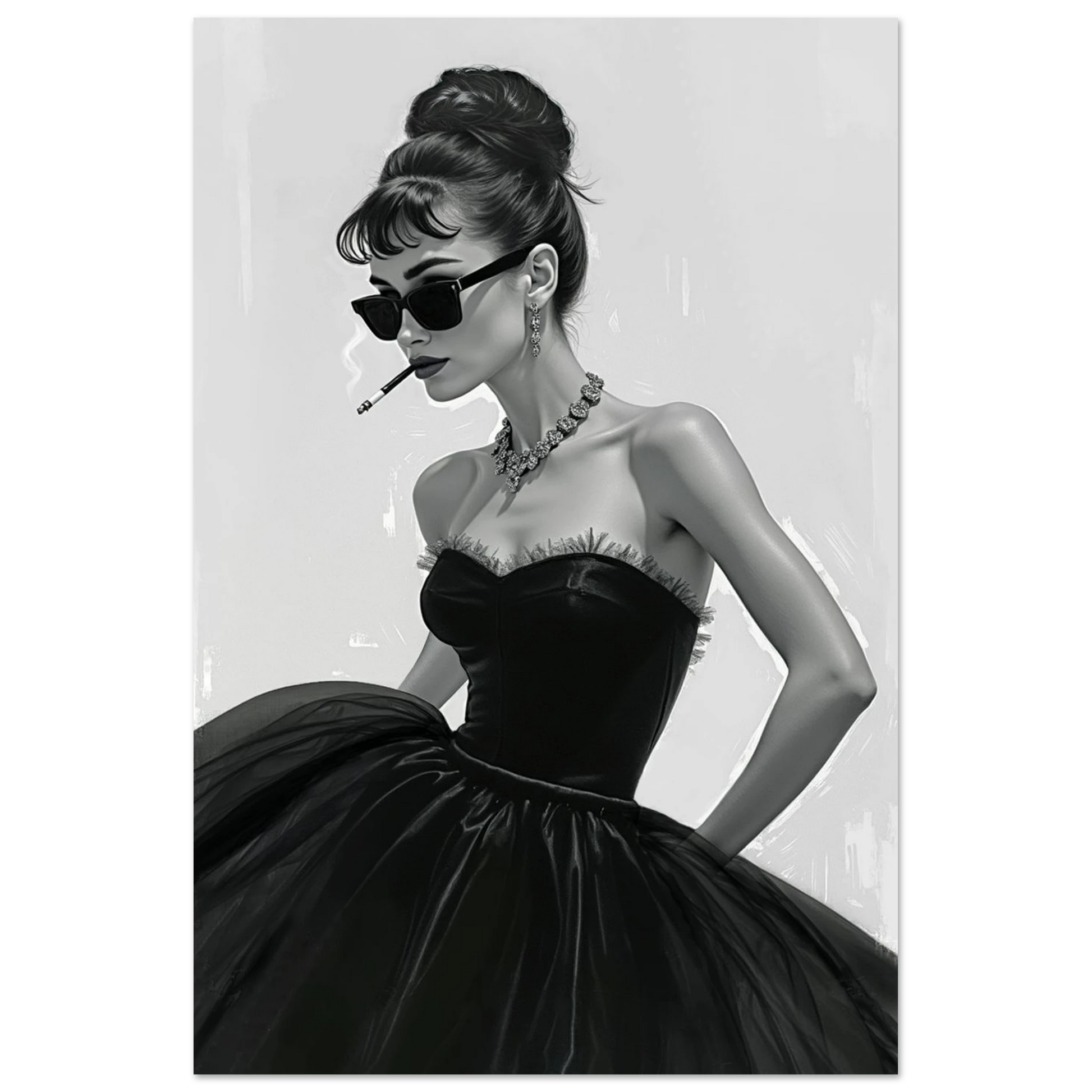Audrey Hepburn Smoking Fashion Art Print No Frame 40x60 cm 16x24″ Premium Matte Paper Poster