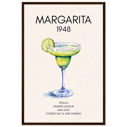 Margarita Cocktail Bar Art Print Dark Brown Wood Frame 40x60 cm 16x24″ Premium Matte Paper Wooden Framed Poster