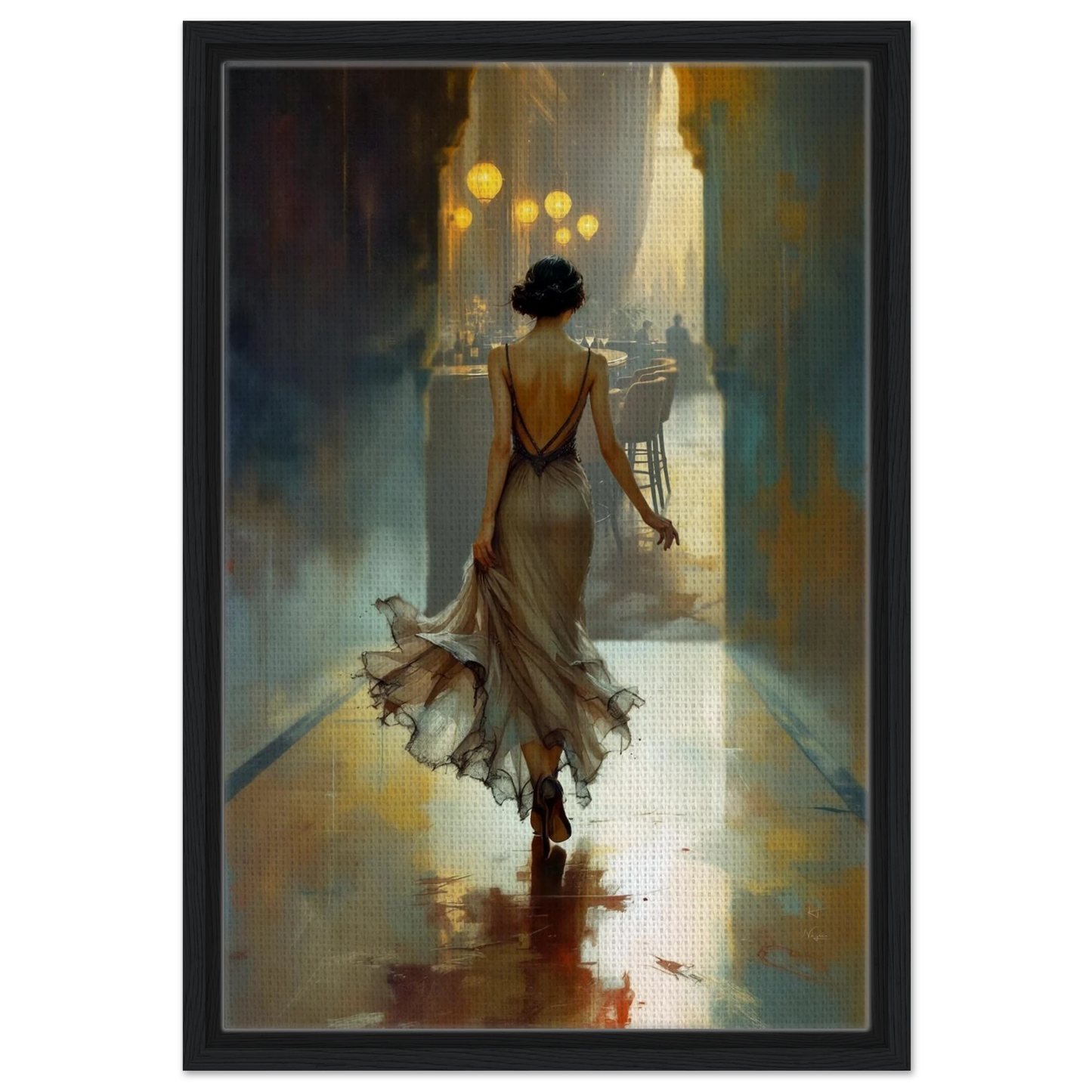 1920s Speakeasy Art Deco Print Black Wood Frame 40x60 cm 16x24″ Framed Canvas