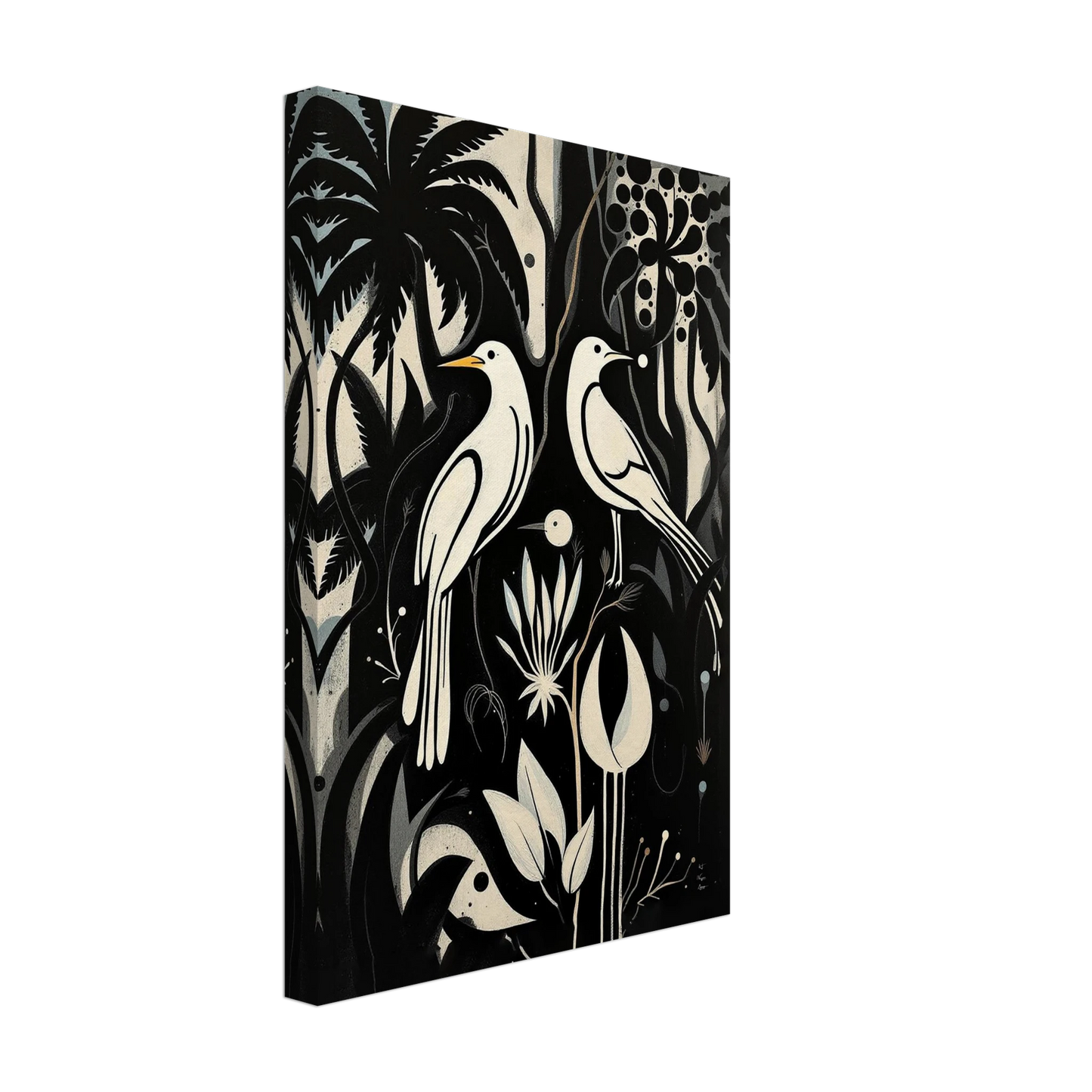 Black & White Minimalist Bird Art Print No Frame 30x45 cm 12x18″ Gallery Wrapped Canvas