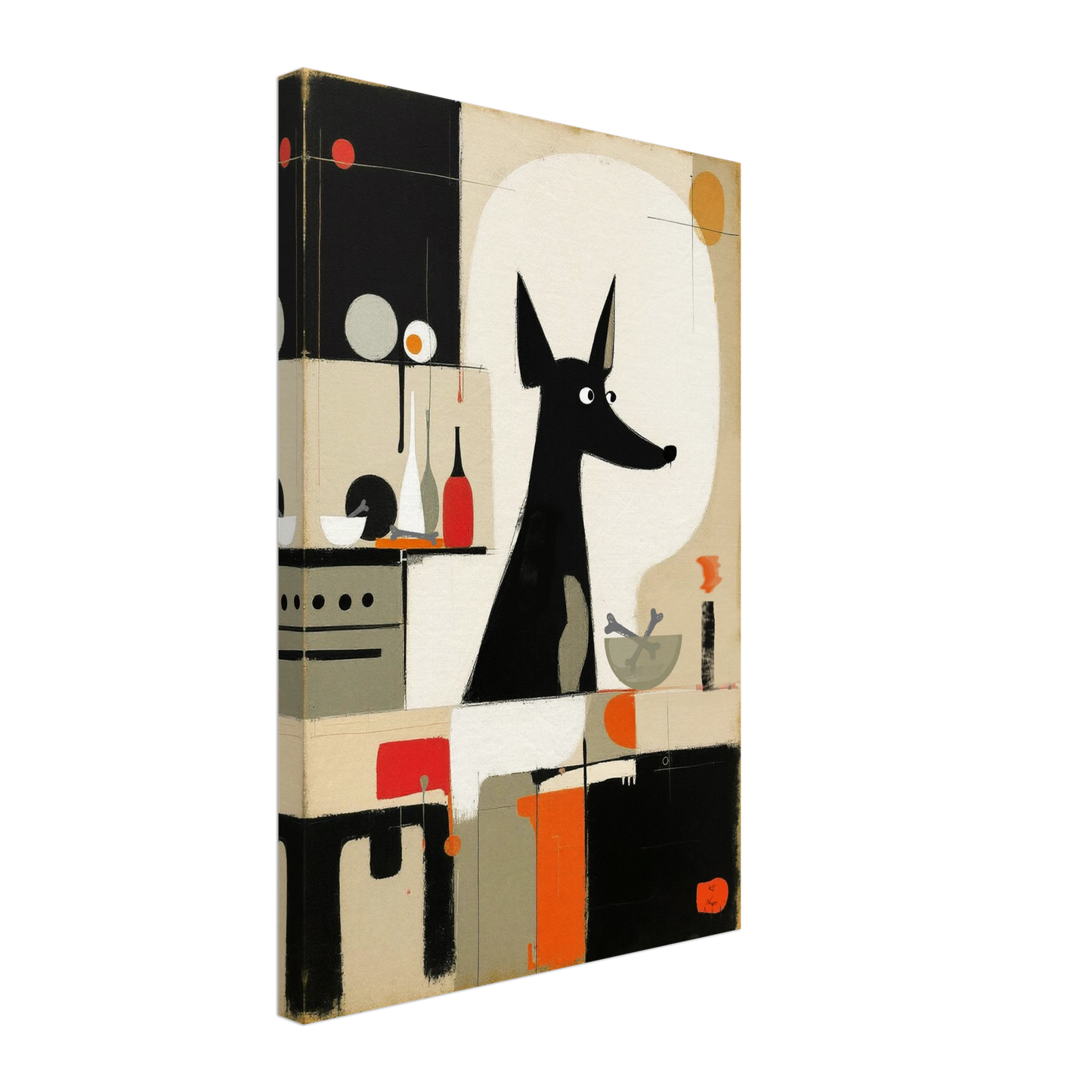 Modern Quirky Abstract Dog Art Print No Frame 40x60 cm 16x24″ Gallery Wrapped Canvas