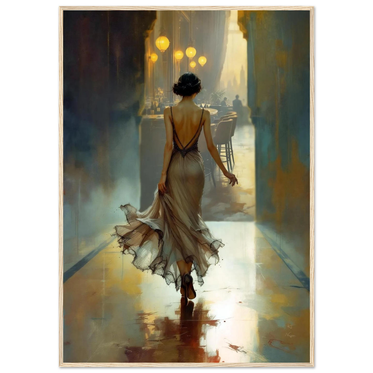 1920s Speakeasy Art Deco Print Light Wood Frame 70x100 cm 28x40″ Classic Matte Paper Wooden Framed Poster