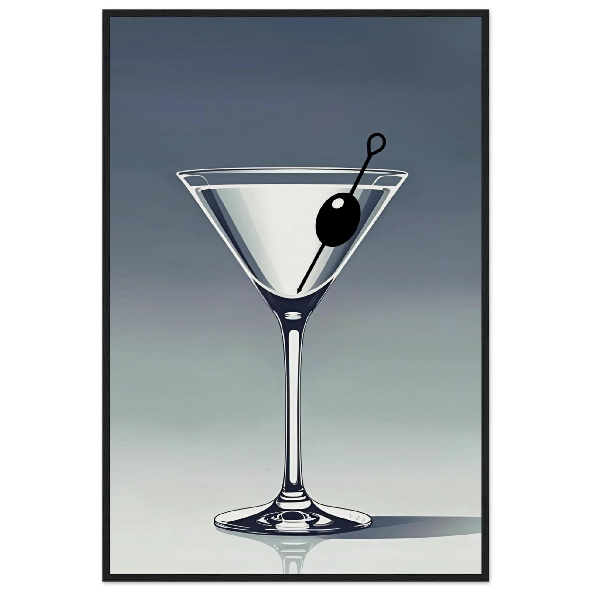 Retro Martini Lounge Cocktail Bar Art Print 60x90 cm 24x36″ Museum-Quality Matte Paper Wooden Framed Poster Black Wood Frame