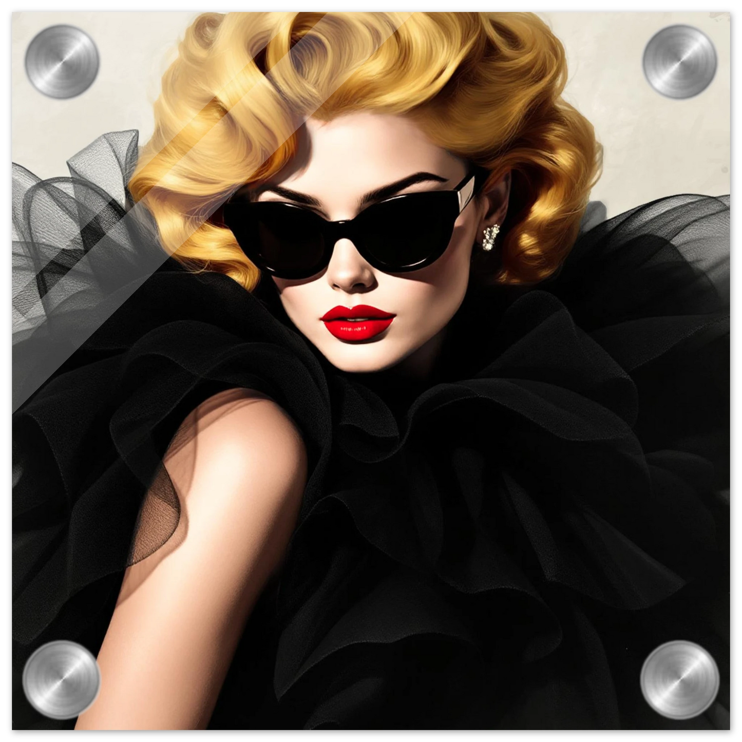 Paris Avant-Garde Retro Fashion Model Art Print 20x20 cm 8x8″ Sleek Acrylic Print