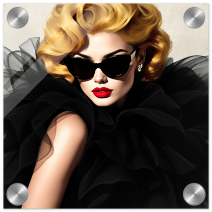 Paris Avant-Garde Retro Fashion Model Art Print 20x20 cm 8x8″ Sleek Acrylic Print