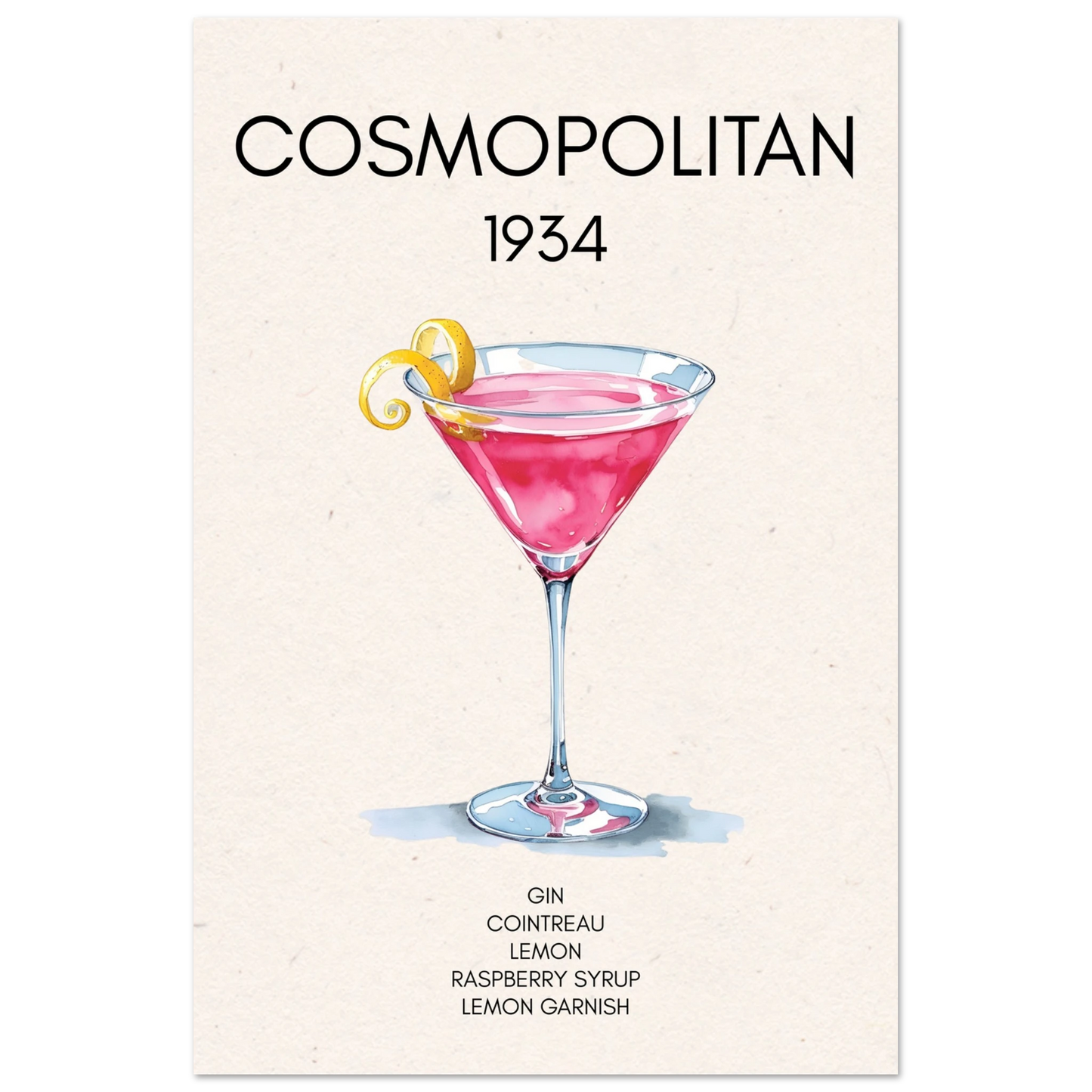 Cosmopolitan Cocktail Bar Poster Print No Frame 40x60 cm 16x24″ Classic Matte Paper Poster