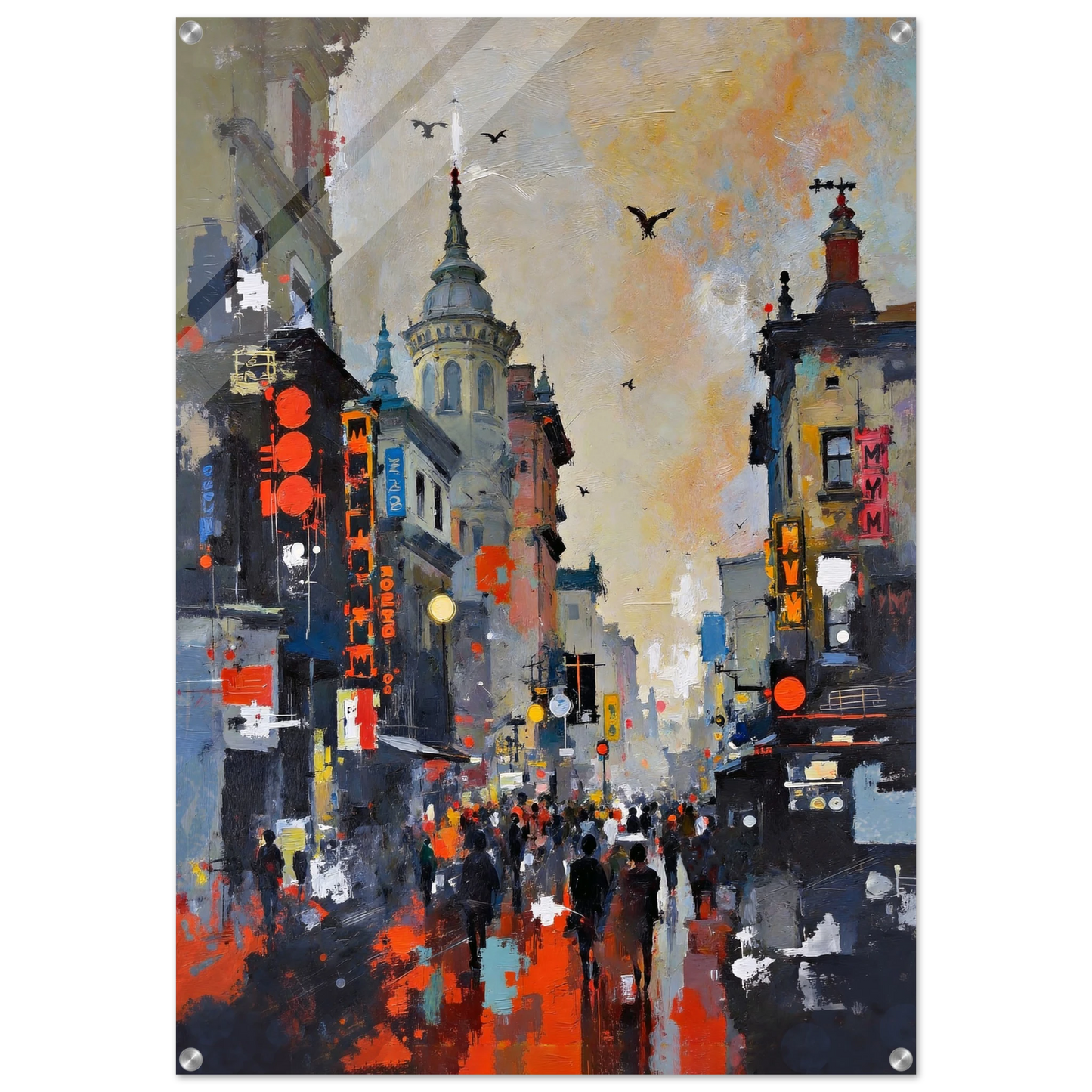 Gothic City Street Art Print - European Cityscape