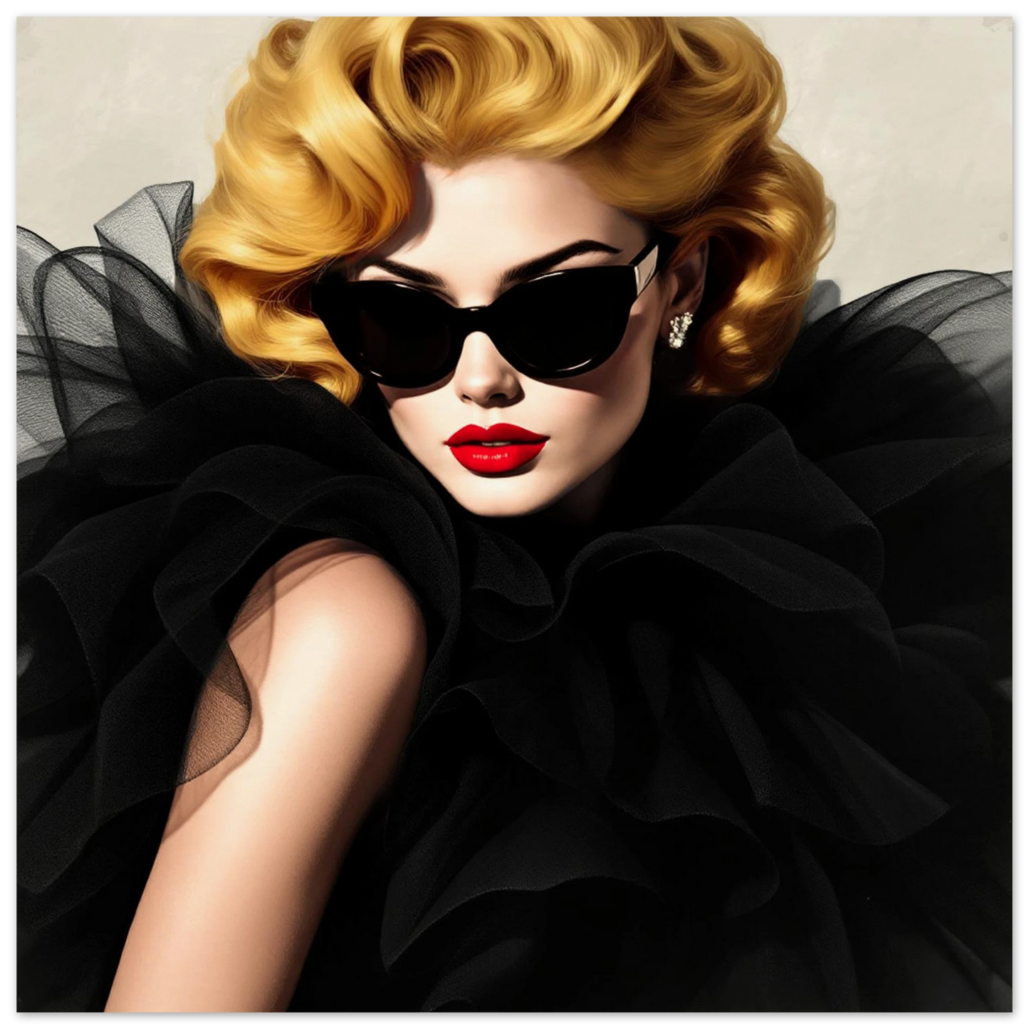 Paris Avant-Garde Retro Fashion Model Art Print 30x30 cm 12x12″ Museum-Quality Matte Paper Poster