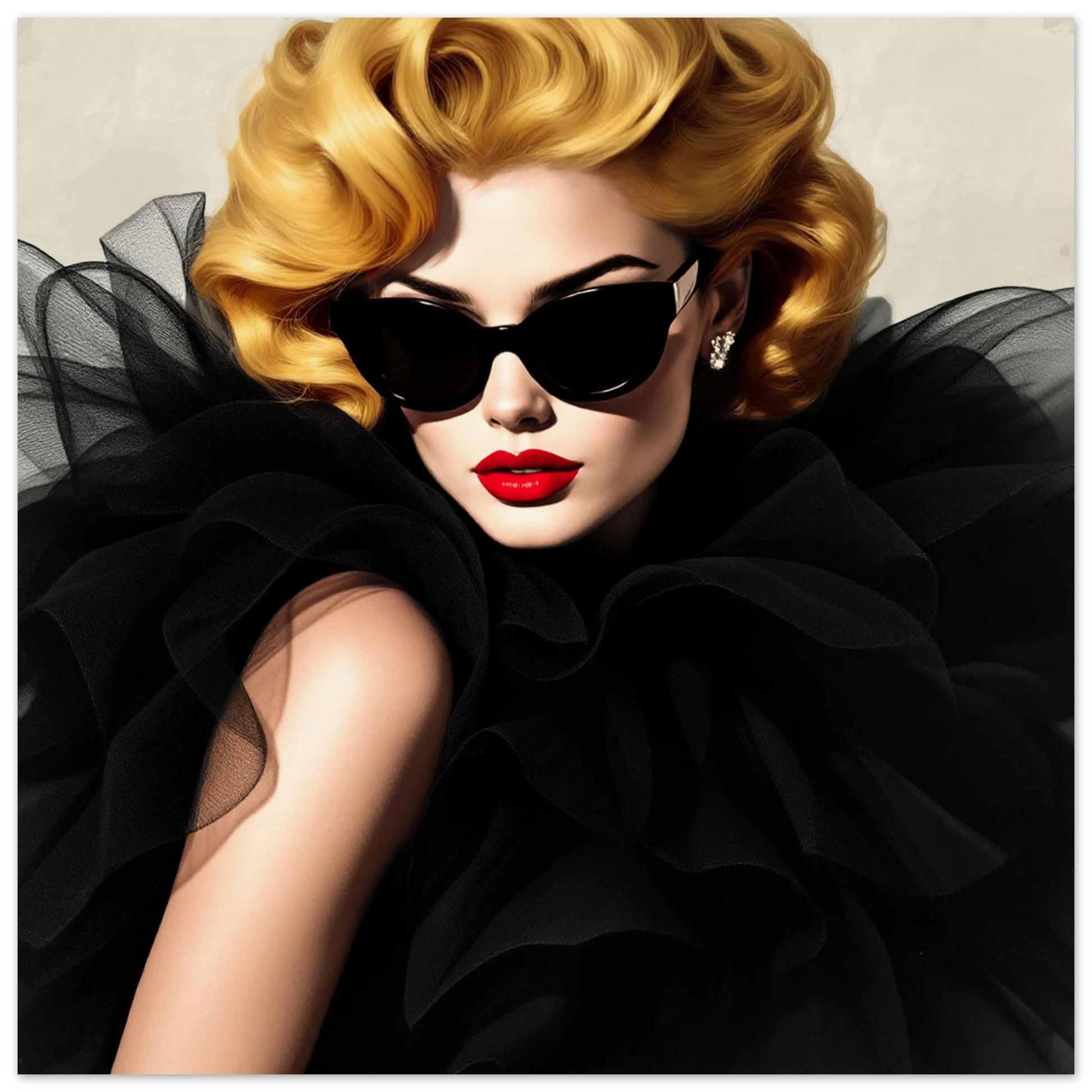 Paris Avant-Garde Retro Fashion Model Art Print 30x30 cm 12x12″ Museum-Quality Matte Paper Poster