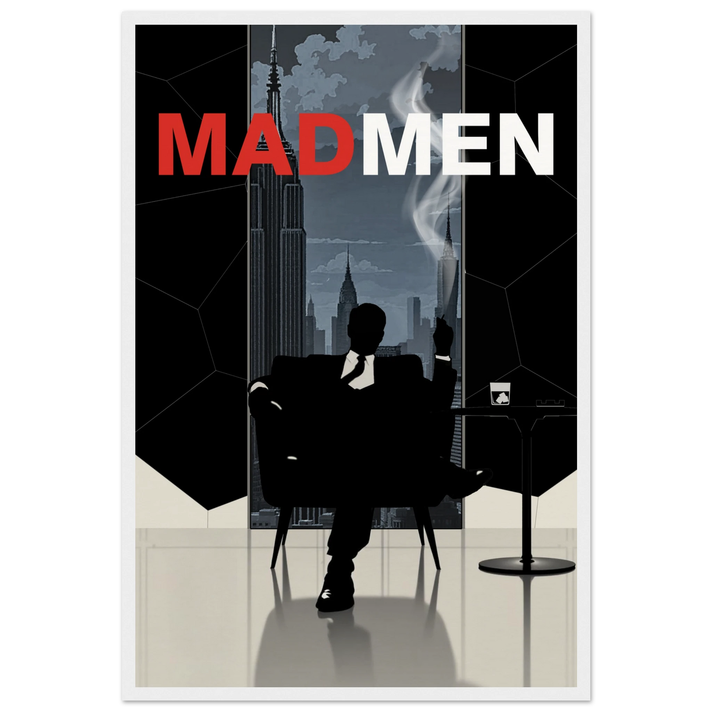 Mad Men Don Draper Retro Art Print White Wood Frame 40x60 cm 16x24″ Museum-Quality Matte Framed Poster