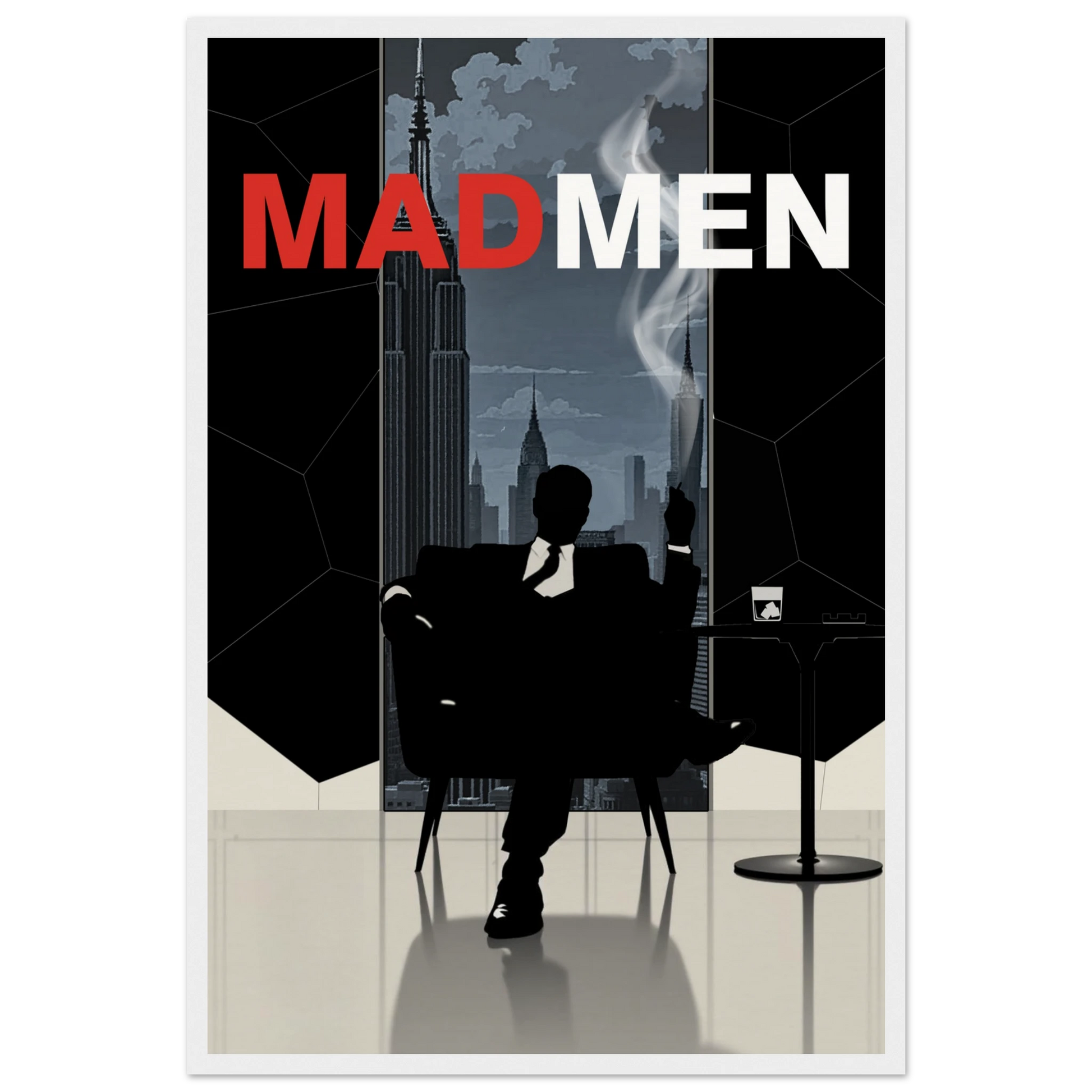 Mad Men Don Draper Retro Art Print White Wood Frame 40x60 cm 16x24″ Museum-Quality Matte Framed Poster