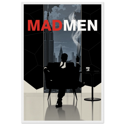 Mad Men Don Draper Retro Art Print White Wood Frame 40x60 cm 16x24″ Museum-Quality Matte Framed Poster