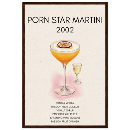 Porn Star Martini Bar Art Cocktail Print Dark Brown Wood Frame 40x60 cm 16x24″ Museum-Quality Matte Paper Wooden Framed Poster