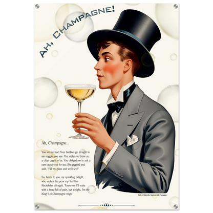 Art Deco Champagne Funny Poem Art Print 60x90 cm 24x36″ Canvas -